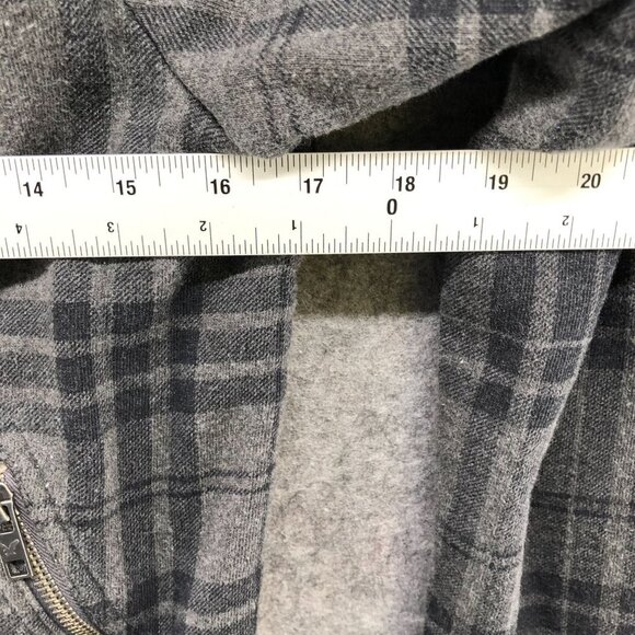 American Eagle Fleece Moto Jacket Womens S Gray Plaid Cotton Zip Up - Picture 9 of 12
